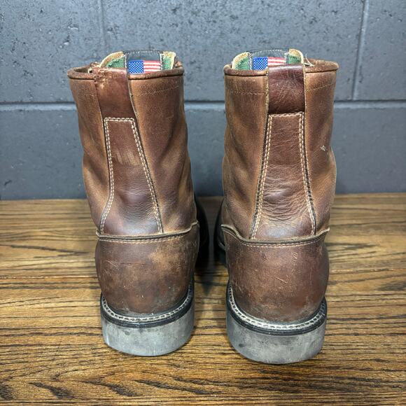 Justin Original Workboots Mens 9 EE Brown Leather USA Made Kiltie Logger Boots - Picture 4 of 8